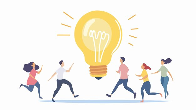 Illustration of youth running toward a glowing lightbulb
